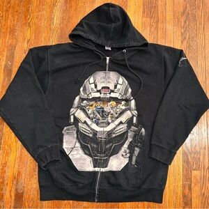 Vintage 2010 Halo Reach Video Game Promo Black Zip-up Hoodie Size Large Y2k Xbox